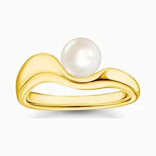 Thomas Sabo, Ring, Ring Mit Perle Natural Beauty Vergoldet, (56, 925 Silber)