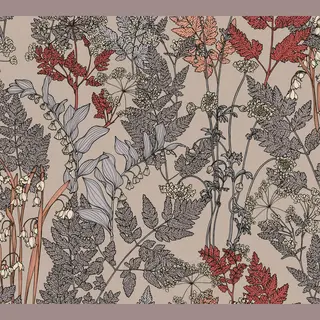 A.S. Création Architects Paper Blumentapete Floral Impression Tapete Natürlich Pvc-freie Vliestapete Beige Grau Rot Orange Creme Matt Glatt 377512