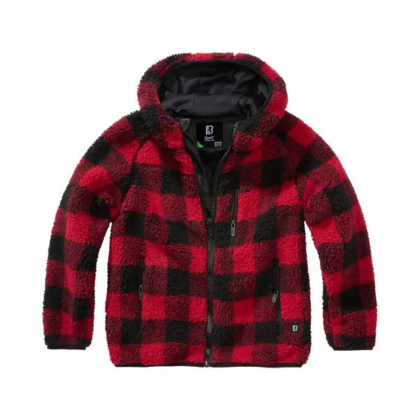 Brandit Kids Teddyfleece Jacket Hooded, Farbe, Red/black, Größe, XXL170 thumbnail