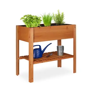 Relaxdays 10020744 verhoogd tuinbed Groentebed Hout Rechthoek