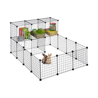 Relaxdays - Freilaufgehege Für Kleintiere, Erweiterbares Diy Stecksystem, Hxbxt, 72 X 145 X 110 Cm, Metallgitter, Schwarz