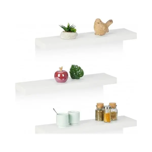 Relaxdays Wandregal, 3er Set, Bxt, 60 X 15 Cm, Dekoregal Wand, Mdf, Modernes Design, Schweberegal, Regalbrett, Weiß thumbnail