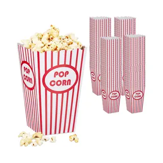 Popcorn Bakjes - Set Van 100 - Karton - Retro-look - Gestreept - Rood-wit