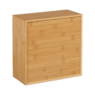 Medizinschrank, Bambus, Medikamentenschränkchen Zum Hinstellen, Hxbxt, 28 X 28 X 16 Cm, Hausapotheke, Natur - Relaxdays