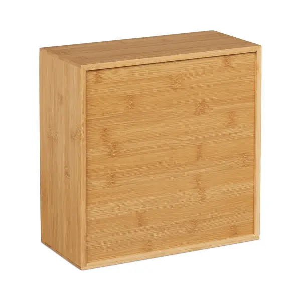 Medizinschrank, Bambus, Medikamentenschränkchen Zum Hinstellen, Hxbxt, 28 X 28 X 16 Cm, Hausapotheke, Natur - Relaxdays thumbnail