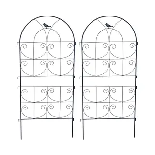 Relaxdays Treillis, Lot De 2, H X L , 116 X 50 Cm, Métal, Support Plantes Grimpantes, Rosiers, Noir