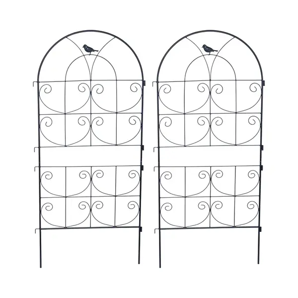 Relaxdays Treillis, Lot De 2, H X L , 116 X 50 Cm, Métal, Support Plantes Grimpantes, Rosiers, Noir thumbnail