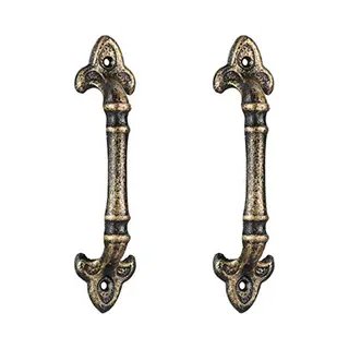 Relaxdays 2 X Vintage Furniture Handles, Antique Door Grips For Cupboards, Drawers, Cast Iron, Hwd, 20x4.5x4 Cm, Bronze