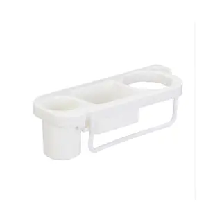 Relaxdays Hairdryer Without Drilling, Plastic, Cable Holder & Shelves, Wall, HxWxD 9x30x10, 5 Cm, White, 9x30x10.5 Cm