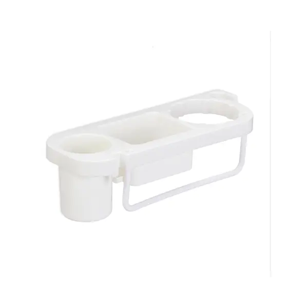 Relaxdays Hairdryer Without Drilling, Plastic, Cable Holder & Shelves, Wall, HxWxD 9x30x10, 5 Cm, White, 9x30x10.5 Cm thumbnail