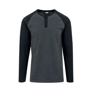 Urban Classics Contrast Raglan Henley L/S Long-sleeve Shirt Charcoal Black