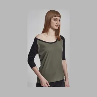 Urban Classics Ladies 3/4 Contrast Raglan Tee T-Shirt Rundhals 3/4 Ärmel Baumwolle