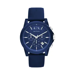 Armani Exchange Outerbanks Unisex Quartz Watch With Blue Dial And Blue Silicone Strap AX1327