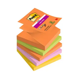Post-It 7100258789 zelfklevend notitiepapier Vierkant Groen, Oranje, Roze, Geel 90 vel Zelfplakkend