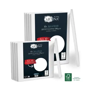 Artina Fsc Akademie Set Van 10 Spieramen 5 X 30 X 40 Cm En 5 X 20 X 20 Cm - Canvas 100% Katoen 280 G/m² - Schilderset Voor Acryl, Aquarel, Olieverf