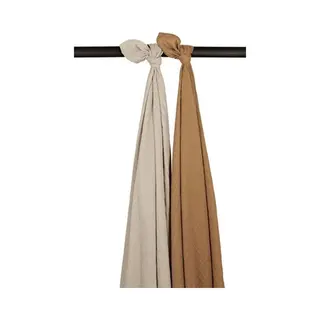 Meyco, Pucktuch + Nuscheli, Voorgewassen Mosseldoekjes 2-Pack Uni - Zand/Koffie - 120X120CM (120 cm, 120 cm)