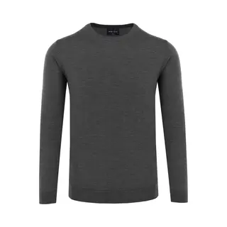 Marvelis Pullover Langarm Rundhals Aus Merino Wolle Dunkelgrau Größe M