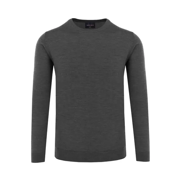 Marvelis Pullover Langarm Rundhals Aus Merino Wolle Dunkelgrau Größe M thumbnail
