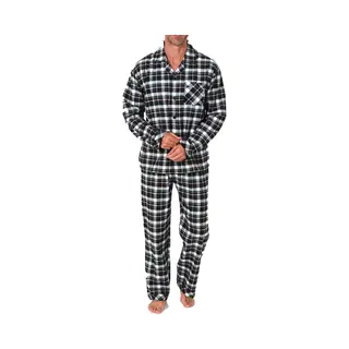 Normann Herren Flanell Schlafanzug Pyjama In Karo Optik - Auch In Übergröße, Farbe, dunkelgrün, Größe, 52