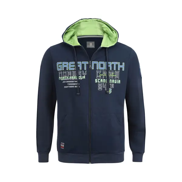 Jan Vanderstorm Sweatjacket Donkerblauw, Bedrukt thumbnail