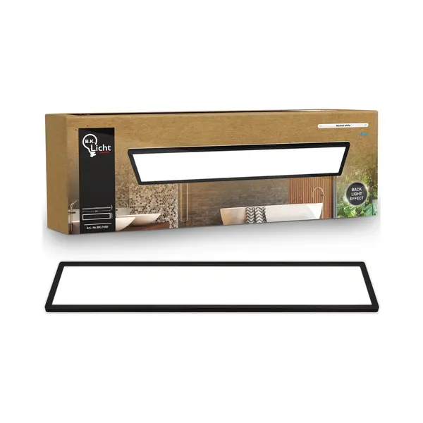 B.K.Licht - Led Deckenlampe Mit Indirektem Licht, Flach, Neutralweißes Licht, IP44, Panel, Led Lampe, Deckenleuchte, Badezimmer Lampe, thumbnail