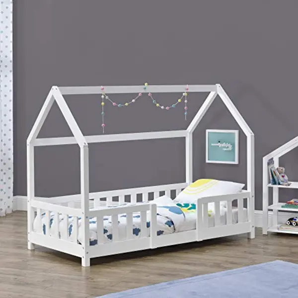 en.casa Kinderbed Sisimiut Met Uitvalbeveiliging 80x160 Cm Wit thumbnail