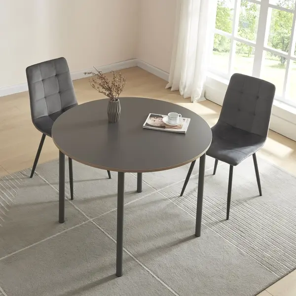 En.casa Esstisch, »Lindesberg« Für 4 Personen Ø100 Cm Stahlbeine Grau thumbnail