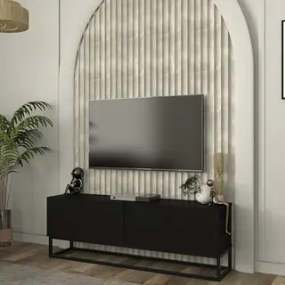 [en.casa] Tv-meubel Met Onderstel, Lange Tv-bank, Met 2 Deuren, Dressoir, Opbergkast, Design Voor Woonkamer, Spaanplaat, Metaal, 135 X 32 X 47 Cm,