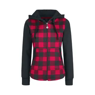 R.E.D. By Emp Vest Met Capuchon - Stay Different - S Tot 5XL - Voor Vrouwen - Zwart-rood
