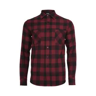 Urban Classics Checked Flanell Shirt Flanellhemd Schwarz Burgund In M