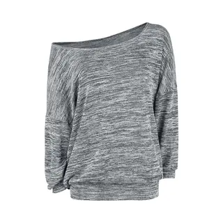 Red By Emp Oversized Melange Wideneck Sweater Knit Jumper Mottled Grey