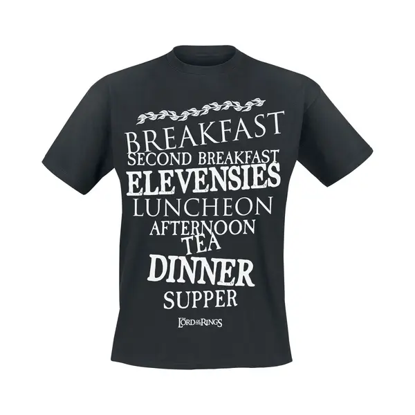 The Lord Of The Rings Hobbit Meals T-Shirt Black thumbnail