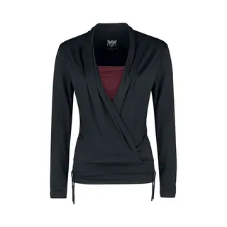 Black Premium By Emp Langarmshirt In Wickeloptik Langarmshirt Schwarz Bordeaux In S