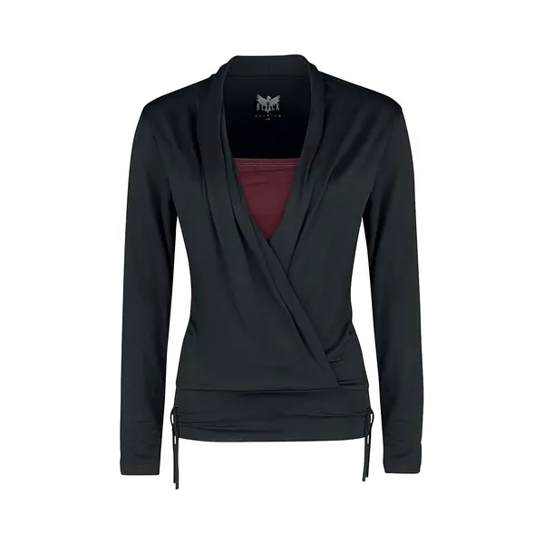 Black Premium By Emp Long Sleeve Shirt In Wrap-around Design Long-sleeve Shirt Black Bordeaux thumbnail