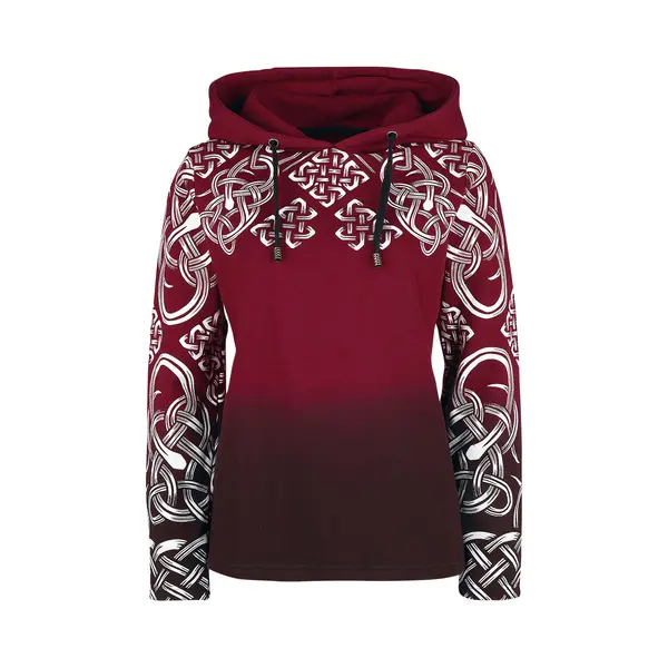 Black Premium By Emp Red Hoodie With Celtic Print Hoodie Black Red thumbnail