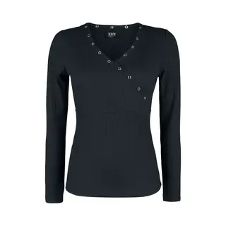 Black Premium By Emp Black Long-Sleeve Shirt With Eyelets And V-Neckline Long-sleeve Shirt Black