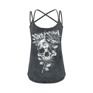 Rock Rebel By Emp Top With Vintage Wash And Print Top Grey