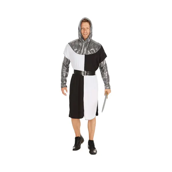 Dressforfun Herrenkostüm Ritter Mittelalter | Langarmshirt Mit Ärmeln In Metalloptik | Kapuzen-Cape In Metalloptik Und Ein Gürtel | Bestens thumbnail