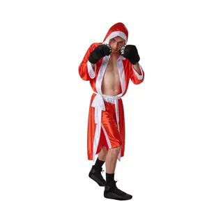 Dressforfun Men’s Boxer Costume | Elasticated Shorts | Hooded Ring Jacket | Incl. Boxing Gloves And Belt (Red L | No. 301836)