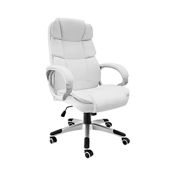 Tectake® Chefsessel, Bürostuhl Mit 12 Cm Polsterung, Schreibtischstuhl Mit Armlehnen & Wippfunktion, Ergonomischer Bürostuhl, Höhenverstellbar, Pc thumbnail
