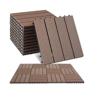 Tectake Terrassendielen Terrassenfliesen, 1, 0571 M², BxL, Je 31, 00x31, 00 Cm, (11-teiliges, 11-St., Fliesenset), 11er Set Im Klicksystem
