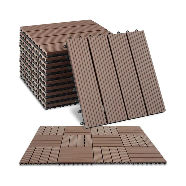 Tectake Terrassendielen Terrassenfliesen, 1, 0571 M², BxL, Je 31, 00x31, 00 Cm, (11-teiliges, 11-St., Fliesenset), 11er Set Im Klicksystem thumbnail