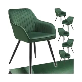 Tectake® 6 X Fluwelen Stoel Met Genaaid Patroon, Fluwelen Eetkamerstoel, Moderne Keukenstoel, Comfortabele Stoel Voor Woonkamer, Eetkamer, Woonkamer