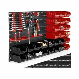 Tectake Regal Kleinteilemagazin, Pro Stück 1-tlg., 44-teilig, Mit 2 Wandplatten