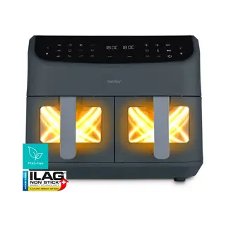 Medion® Heißluftfritteuse Md 11760, 2400 W, Temperatur 50 - 200 °C, Ilag Beschichtung, Sync-Finish