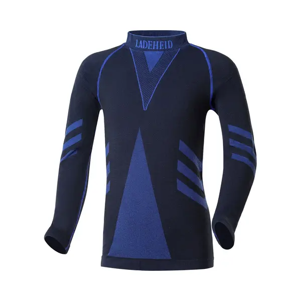 Ladeheid Thermounterwäsche Kinder Funktionsunterwäsche Thermoaktives Langarm Shirt Skiunterwäsche LAGI007 (Schwarz/Marineblau, 134-140) thumbnail
