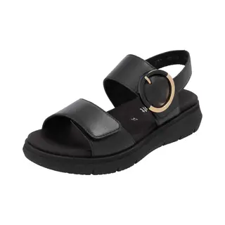 Remonte D2K50-00 Ladies Black Leather Touch Fastening Sandals (Black, Uk Footwear Size System, Adult, Women, Numeric, Medium, 3.5)