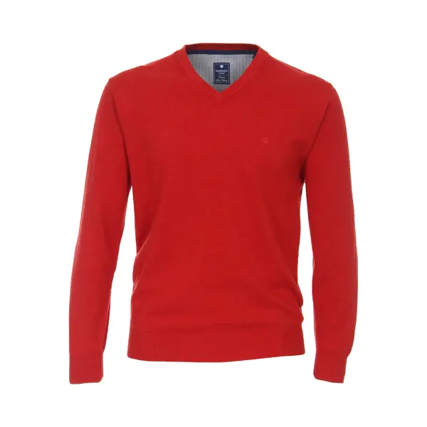 Redmond Casual Trui V-hals Rood, Effen thumbnail