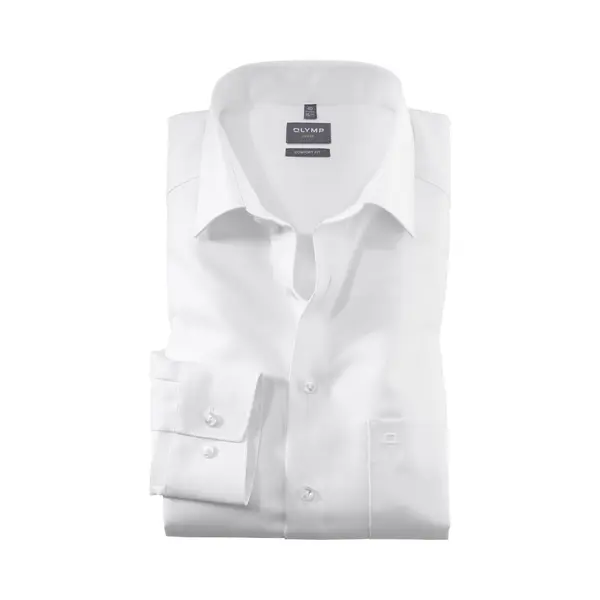 Olymp Herren Oberhemd Langarm Luxor, Twill, Comfort Fit, New Kent, Weiss 00, 43 thumbnail