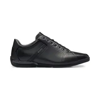 Boss Mens Saturn Lowp Leather Trainers With Odour-Control Lining Size 12 Black